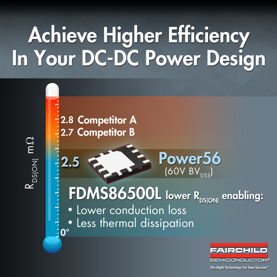 FDMS86500L：飛兆半導體推出PowerTrench® MOSFET器件用于DC-DC電源