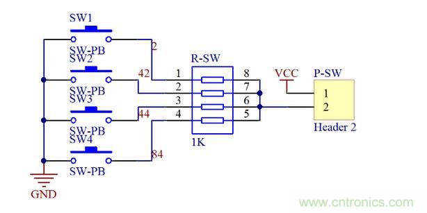 按鍵開關(guān)電路原理圖設(shè)計