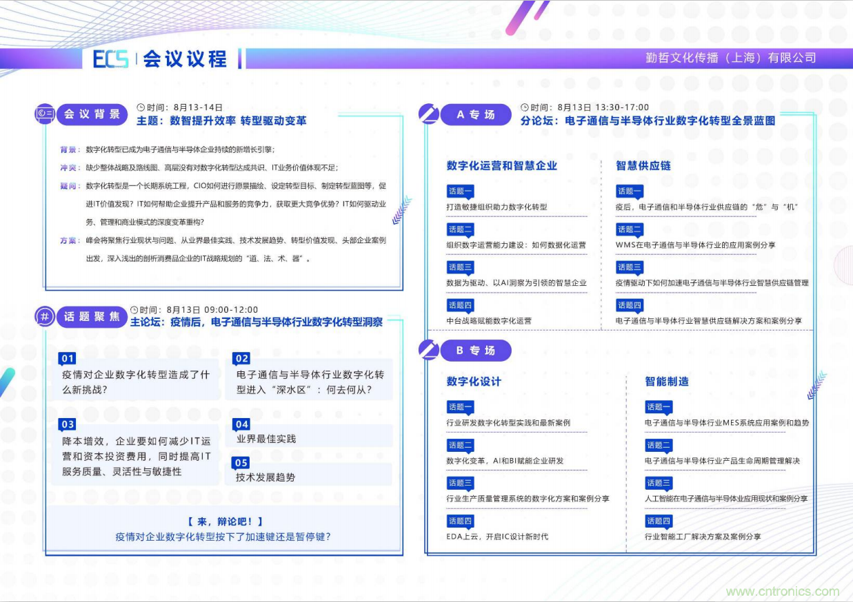 ECS 2020|第二屆中國電子通信與半導(dǎo)體CIO峰會(huì)正式啟動(dòng)！